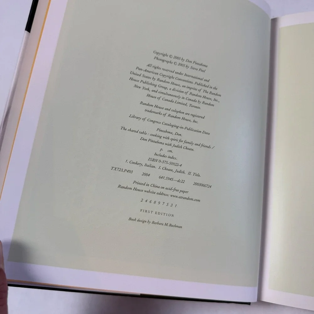 The Shared Table Don Pintabona First Edition Cookbook Italian Global Recipe 2005